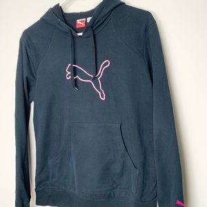Puma pullover black hoodie sweater pink/white logo